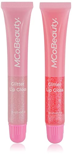 McOBeauty Oh, querida, melhores amigos quebram o brilho labial Glitter - Pack possui brilhos labiais com perfume frutado - oferece hidratação e brilho - Glitter Fine - Coco e Apple - 2 PC