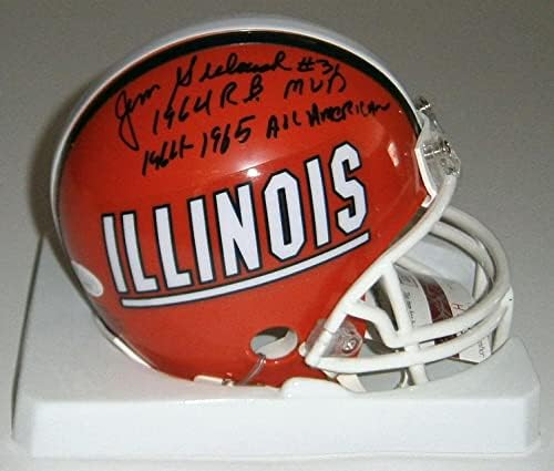 Illinois Jim Grabowski Mini capacete assinado com 1964 RB MVP 2X All American JSA Auto - Autographed NFL Mini Celmets