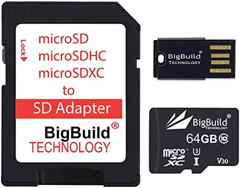 Tecnologia BigBuild 64 GB Ultra Fast 100MB/S U3 MicroSDXC Cartão de memória para Motorola Defy, Edge/20 Fusion/20 Lite, Phone celular Edge S