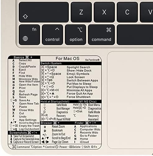 Se7enline compatível com atalhos de teclado Mac OS adesivo de vinil adesivo sem resistência a todos os MacBook Air