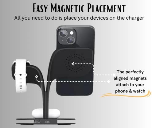 Estação de carregamento sem fio magnética de 5 em 1, suporte de carregador sem fio mais rápido para iPhone, Iwatch, AirPods
