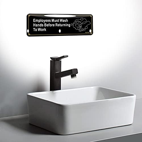 4 funcionários da embalagem devem lavar as mãos antes de retornar ao trabalho Fácil de montar o sinal informativo de segurança de acrílico 3M Auto-adesivo para o banheiro empresarial, 9 x3 ouro
