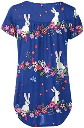 XIPCOKM Feliz camisetas de Páscoa para mulheres ovos de coelho impressa túnica top top solto casual botton camiseta macia