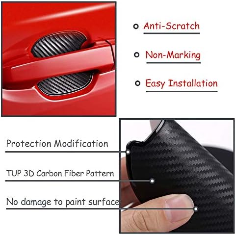 WORCAS 4PCS Carra da porta do carro Filmes de proteção, Universal 3D Carbiber Cartle Porta Holding Protection Film for Grip