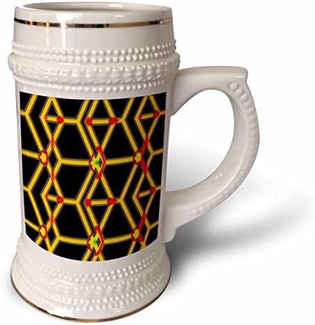 3drose amarelo amarelo laranja aqua preto linhas geométricas Padrão - 22oz de caneca de Stein