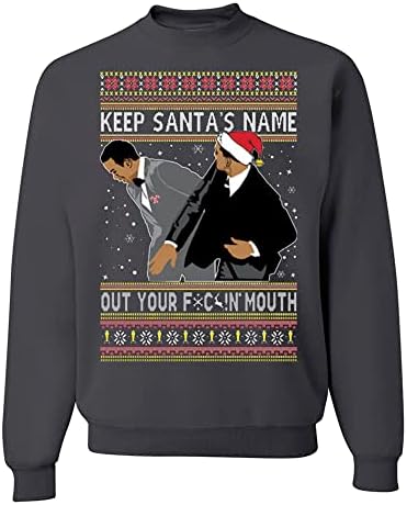 Vestuário personalizado Wild Mantenha o nome do Papai Noel, seu prêmio MEME MEME Funny Fouly Christmas Sweater Crewneck