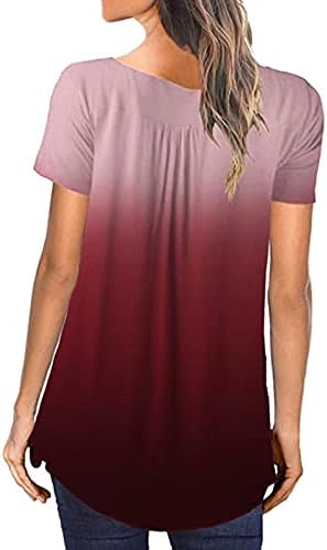 Tops femininos ocultam a túnica da barriga 2023 de verão de manga curta T camisetas longas e fluidas de camisa plissada