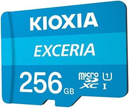 Kioxia 256 GB MicroSD Exteria Flash Memory Card com adaptador U1 R100 C10 Full HD Alta velocidade de leitura 100MB/S LMEX1L256GG2