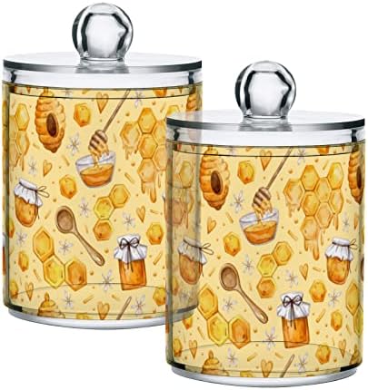 Honey Bee Cotton Swab Suports Recipientes de banheiro frascos com tampas conjuntos de algodão Round Bound Bolder Jar para cotonete