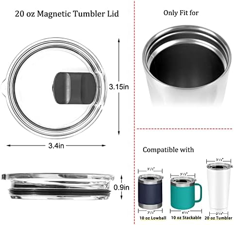 Pacote de 4 pacote de 20 oz tampa do copo magnético com 4 PCs Substituição deslizante magnética, compatível com 20 oz yeti