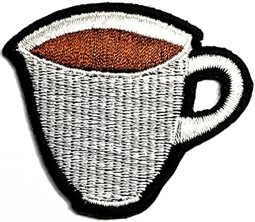 Rareasy Patch Set 2 Pcs. Patches de xícara de café de chá Costura em apliques bordados para roupas de mochilas de mochilas de camiseta Jeans Salia coletes de chapéu de cachecol saco de cartoon adesivo de desenho de desenho animado