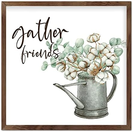 Farmhouse Wood emoldurou a amizade dizendo que as citações reúnem amigos girassóis florais e borboleta rústica emoldurada