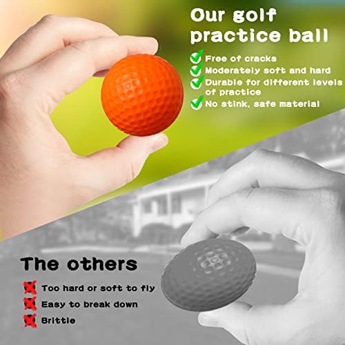 Bolas de golfe de espuma de 50 pacote de golfe realistas de treinamento de voo para o quintal interno ou externo, bolas de golfe