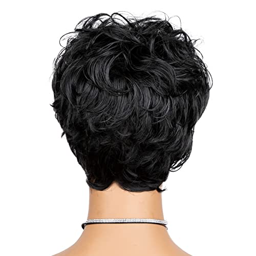 Dorbess Pixie Cut Wigs para mulheres negras, peruca preta de pixie cortada, perucas de corte para mulheres negras, peruca