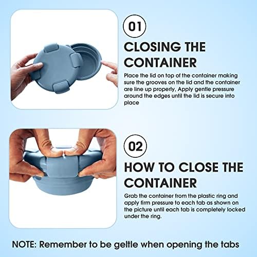 Tigela colapsível gisho, tigela de silicone dobrável com tampas, ideal para camping e caminhada, piquenique, trailer, viagem,