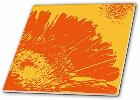 3drose CT_20567_7 Orange Pop Art Gerbera Daisy Glass Tile, 8 polegadas