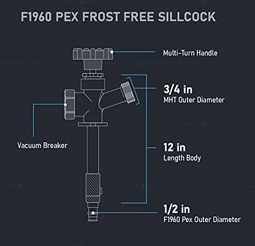 Válvula da linha média 62121g-om-5 Anti-sifão Sillcock Frost Freewor Livre ao ar livre com disjuntor de vácuo 1/2
