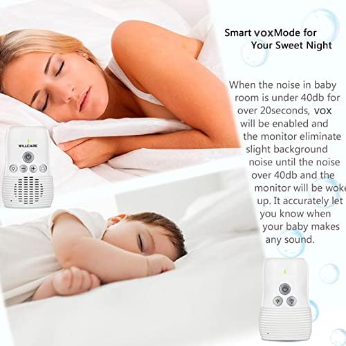 Monitor de bebê de áudio, monitor de bebê de áudio sem fio 2.4g, monitor de cuidados com o bebê intercomunicativo bidirecional com transmissão sem fio digital de luz noturna, som cristalino, indicador de som plug & play e alertas