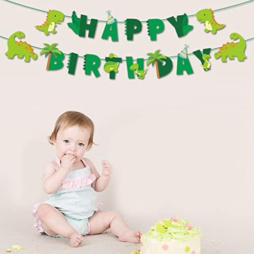 Banner de aniversário de dinossauro de Glasnes, dinossauros Decorações de festa de aniversário temáticas para festa de aniversário para crianças, chá de bebê