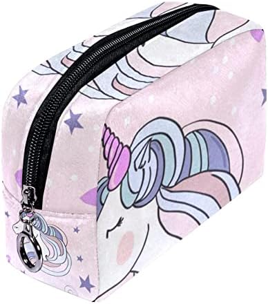 Tbouobt Bolsa Cosmética para Mulheres, Bolsas de Maquiagem Bolsa de Viagem Espaçosa Bolsa de Viagem, Unicorn Purple