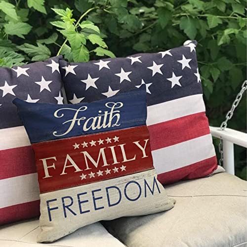 Softxpp 4 de julho Patriótico Americano Decorativo Tampa de travesseiro 18x18 Conjunto de 4, Deus abençoe a América Est.1776 Estrelas