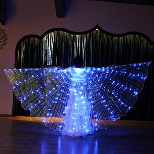 LED ISIS WINGS Belly Dance Wings Butterfly Wings Girls Dance Show Halloween Christmas Led Wing Trajes com bastão telescópico