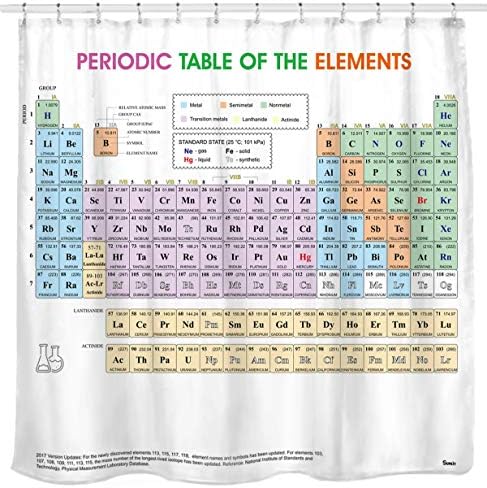 Tabela periódica atualizada de elementos cortinas de chuveiro de tecido para estudantes de química e uso de professores