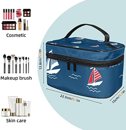 Bolsa de maquiagem azul de barco náutico para mulheres meninas, bolsa de cosméticos Bolsa de maquiagem de maquiagem