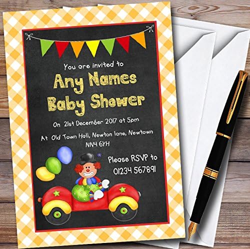 O card zoo 10 x palhaço em convites personalizados para chá de bebê