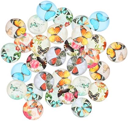 Adesivos redondos happyyami 100pcs cabochons mosaic telhas de 10 mm de borboletas decorativas cúpulas de vidro estampado decalques