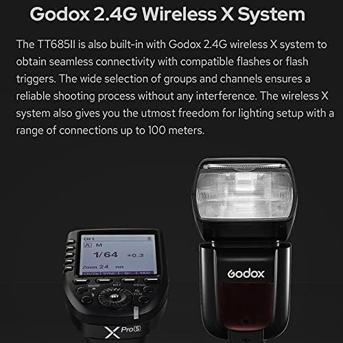 Godox tt685ii-o tt685iio flash para a câmera Olympus Câmera Panasonic Flash Speedlight Light, TTL 2.4G GN60 HSS 1/8000s, 0,1-2.6s tempo de reciclagem, 330 Power Power Pops, conversão instantânea TCM, Lock Quick-Release
