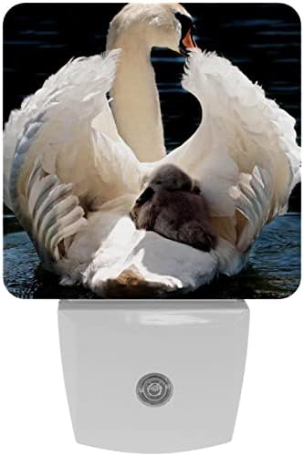 Swan Branco Baby e Mãe Night Light, Smart Dusk to Dawn Sensor Warm LED LED Nightlights for Hallway Bedroom Kids Room de cozinha