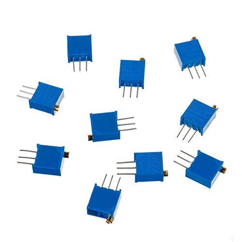 Huarew 12 Valores 60 PCs 3296W Potenciômetro multiturno de multiturno 100-500 K ohm azul 3296 Kit de sortimento de resistor de