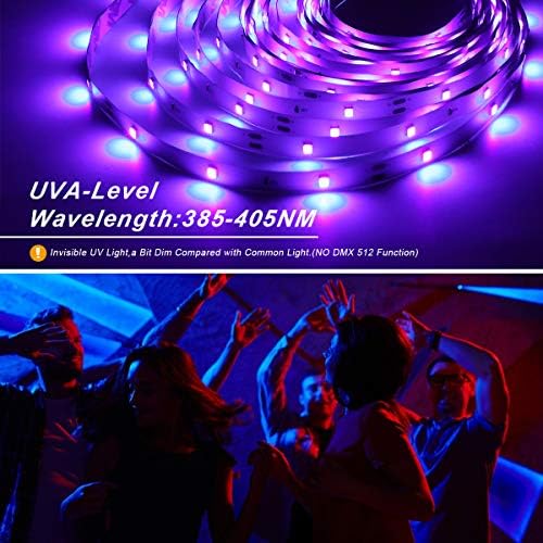 Luzes de tira LED de LED UV de 50 pés de 50 pés tira de luz LED 395nm a 405nm LED UV Black Light Strip Kit, equipamentos
