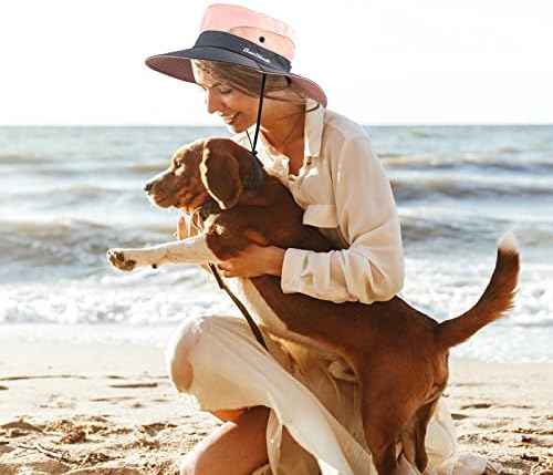 Lesgrod feminino rabo de cavalo chapéu de sol com proteção contra proteção contra balde dobrável chapéu largo para pesca na praia