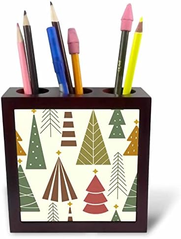 3DROSE Modern Green e Brown Christmas Tree Pattern - Penas de caneta de ladrilhos