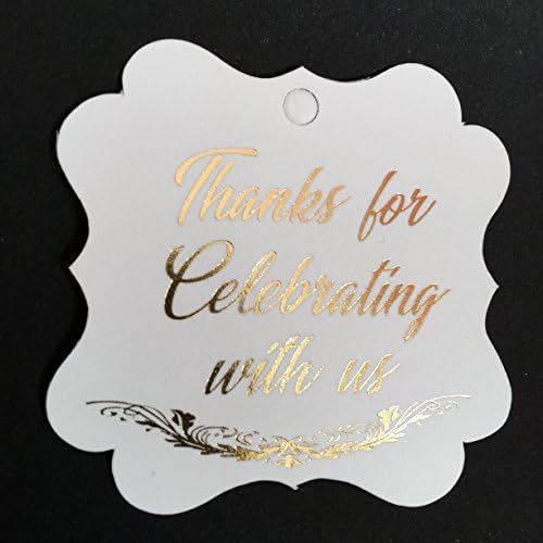Obrigado por comemorar conosco com tags folhas de ouro, 30 pacote, moldura sofisticada, agradecimento por favores