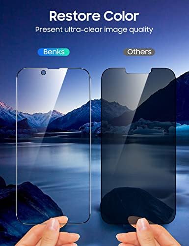 Benks [2 pacote] Compatível para iPhone 13 Pro Max Privacy Screen Protector, filme de vidro temperado anti-espuma, dureza 9H, recorte preciso, bolhas, resistente a arranhões, amigável para o caso, atualizado