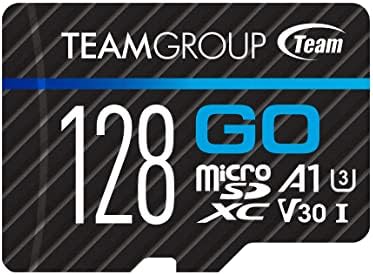 Cartão de grip do TeamGroup Go 128 GB Micro SDXC UHS-I U3 V30 4K PARA GOPRO & DRONE & Ação Cartão de memória flash de alta velocidade com adaptador para ar livre, esportes, tiro em 4K, Nintendo-Switch TGUSDX128GU303