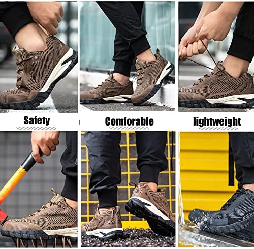 Sapatos de dedo a aço à prova d'água ULOGU para homens, confortável, Shoes de Segurança de Segurança Não deslizante de TRABALHO