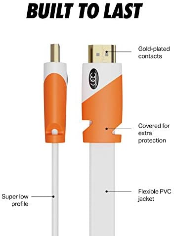 Cabos Ultra Clarity Cable HDMI plana 1,5 pés - 2 pacote - cordão HDMI de alta velocidade - suporta, vídeo em 4K a 60 Hz, 3d,