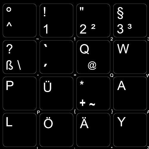 Adesivos alemães 4keyboard para fundo preto para teclado para desktop, laptop e caderno
