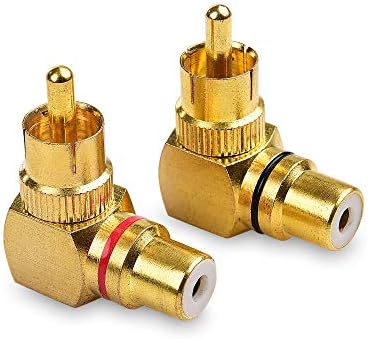 A adaptador RCA de ângulo reto de 2 pacote é importante, adaptador RCA de 90 graus