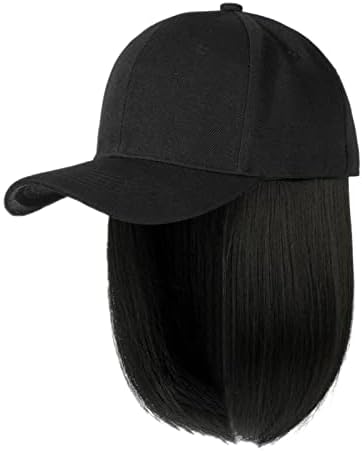 Banco de beisebol Mulheres Glitter Baseball Cap com extensões de cabelo reto curto Bob penteado Caps de senhoras e chapéus