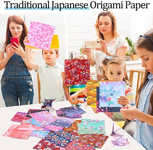 1200 PCS papel de origami japonês Sakura Squas Squas de 5,9 x 5,9 polegadas Cherry Blossom