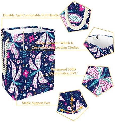 Inomer colorido abstrato abstrato borboleta grande cesto de roupa prejudicável a água para roupas de roupas para roupas para