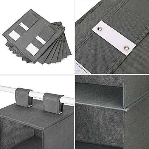 Maidmax 6 camadas de pano pendurado prateleira para organizador de armário com 2 tiras ampliadas, dobrável, cinza, 51,5 polegadas de