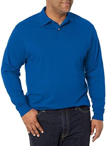 Jerzees de manga longa masculina camisas pólo, resistente à mancha SpotShield, tamanhos S-2x