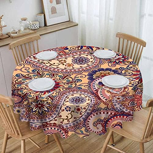 Ibiliu vermelho Paisley floral floral redonda para mesa de mesa de mesa lavável tampa de mesa de mesa de mesa para cozinha diariamente