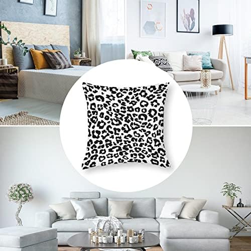 Neve preto e branco leopardo tampa de travesseiro de travesseiro com almofadas de travesseiro quadrado com zíper protetor